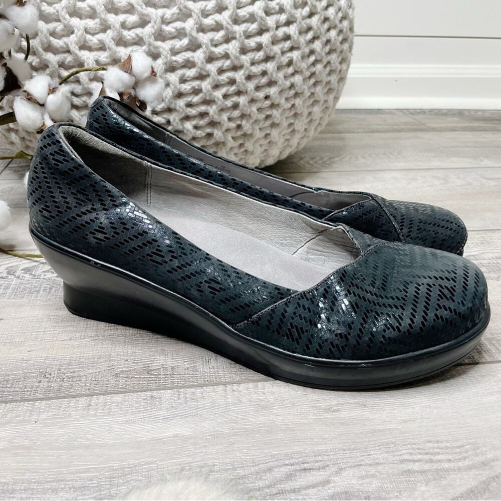 Alegria Flirt Slip On Leather Career Fashion Wedge Pumps Black Dazzler Size 12 - Picture 4 of 8